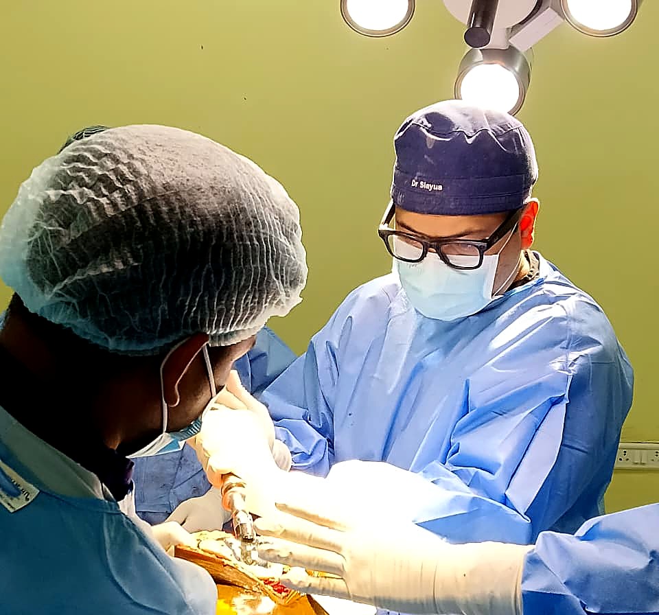 Dr. Shreyas Zalariya in the operating theatre